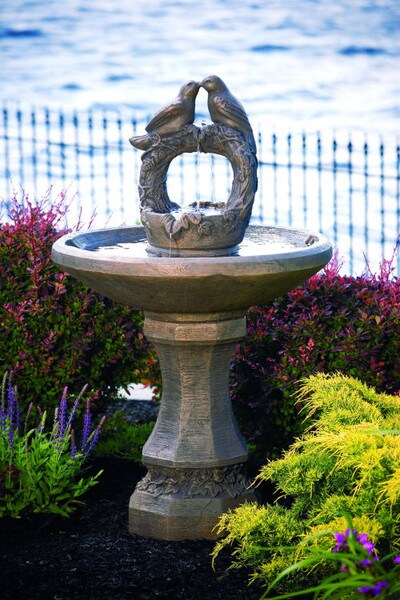 Nesting Birds on Vine Sphere Garden Fountain